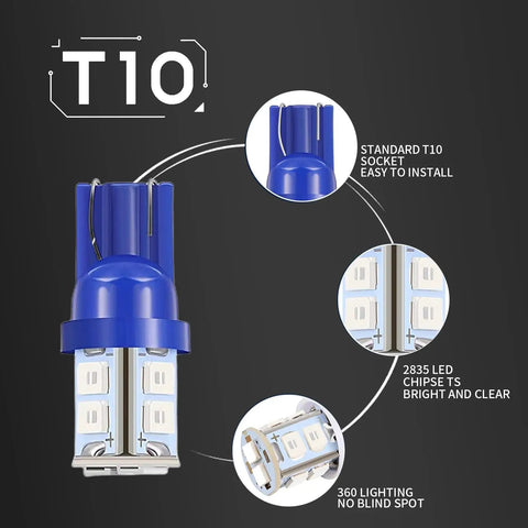 24 Piece Car LED Bulb Kit With T10 31mm 42mm Festoon And Dome Interior Lights Blue Replacement Bulbs detailing T10 bulb