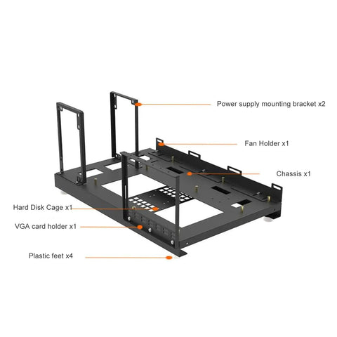 Open Frame ATX Motherboard Rack For DIY PC Builds With Handle, Supports ATX And MATX Motherboards, metal modular chassis