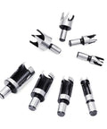 Kickass Eight Piece Wood Plug Cutter Drill Bit Set made from heavy duty carbon steel with titanium coating for woodworking.