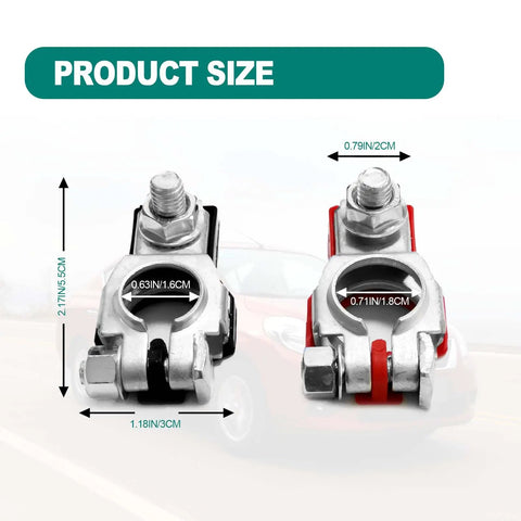 Heavy Duty Top Shelf Battery Terminals Compatible With Nissan Sentra Murano Maxima Rogue Auto Cable Top Posts showing size dimensions.