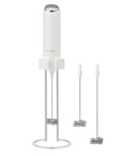 Rechargeable Milk Frother Handheld With USB C Charging Stand 2 In 1 Wall Mount And Counter Stand Electric Whisk For Coffee Matcha Lattes And More Mini Foam Maker For Home Barista with detachable whisk attachments