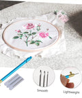 Beginner Friendly Embroidery Hook Needle Set With Non Slip Metal Handle Punch Needle Kit, hoop with floral design and tools