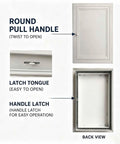 Heavy Duty Aluminum Alloy Attic Access Door With Slick Paintable White Finish And Rock Solid Twist Latch For Easy Peasy Ceiling Hatch Install And Quick Emergency Access Throughout Your House. Close-up view of pull handle and latch mechanism.