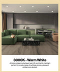 Modern living room with 10 Pack BR20 LED Bulbs Dimmable Recessed Lighting Flood Lights For Can Lights Indoor Outdoor 550 Lumens 7W 50W Equivalent 3000K Warm White E26 Base Waterproof UL Listed, warm ambience
