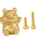 Gold Brass Panda Cabinet Handle With Funny Animal Statue Pull For Wardrobe Drawer Knob And Cupboard Dresser Hardware Suitable For Kitchen Renovation Projects, gold brass panda handle with screws