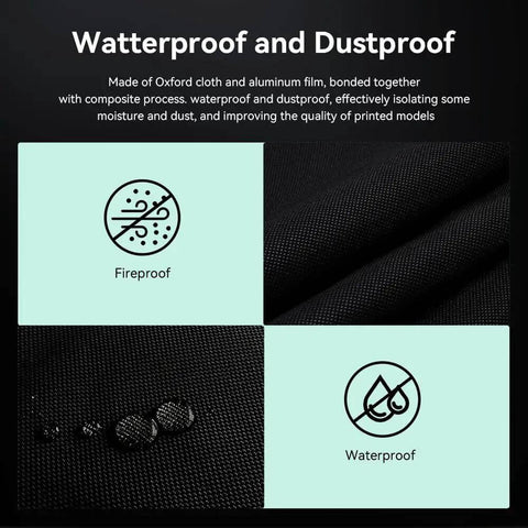 Ultimate 3D Printer Filament Storage Box material showing waterproof and dustproof features.