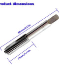 M10 X 1.25 Metric Thread Tap Set dimensions, High Speed Steel Hand Taps, Right Hand Thread, 68mm length, 29mm thread area