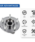 Set Of 2 Front Wheel Hub Bearing Assemblies With ABS For Five Lug SUVs, showing steel hub with high precision features