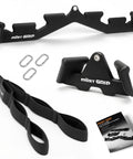 Lock In Multi Function Cable Machine Attachment Set With Grip Friendly Lat Pulldown Bars And Heavy Duty Tricep Rope for home gym. Black grips and straps.