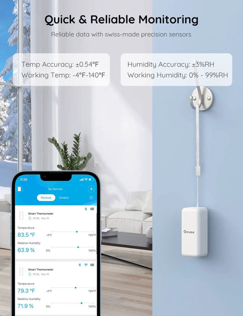 Three Pack WiFi Hygrometer Thermometer Sensor With App Alerts Remote Monitoring For Home And Greenhouse Indoor Wireless