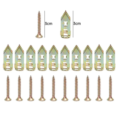 Heavy Duty Metal Screw Anchors Kit With Screws No Drill Needed For DIY Friendly Easy Wall Mounting Of Cabinets Shelves And Picture Frames Galvanized Steel 0.47 X 1.18 Inch Fits Standard Mounts And Brackets, 3cm set