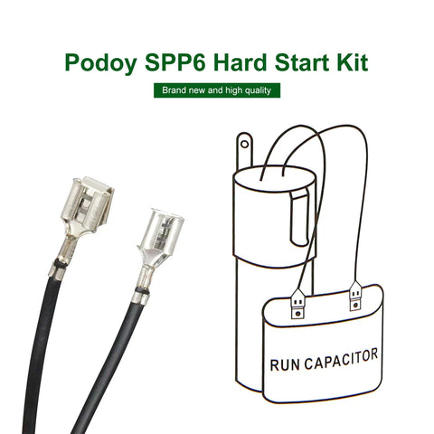 Diagram and connectors of the Two Pack Hard Start Capacitor Replacement 115V To 288VAC For Air Conditioners From 4000 To 120000 BTU