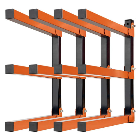 Heavy Duty 3 Level Wall Mounted Lumber Storage Rack Metal Wood Organizer For Garage Workshop And Shed Space Saving Durable Steel Shelving Ideal For Long Boards And Lumber 4 Pack