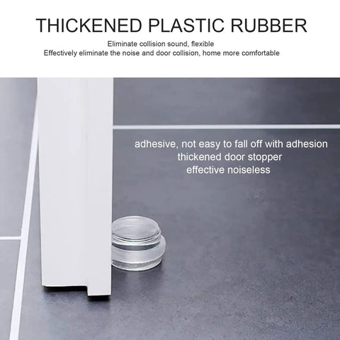 Clear Acrylic Door Stopper Set 4 Pieces, Round Self Adhesive Buffers under door on tiled floor