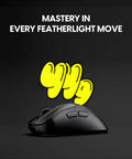 Featherweight Optical Gaming Mouse With Slick Ergonomic Frame Ultra Low Latency Tracking For Crisp Aim Weighs Just Forty Four Grams So You Move Quick Zero Drag Grip And Tough Switches For Grinding Out Win Streaks, shown from the side.