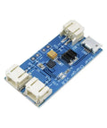 Hella Compact Two Pack Mini Solar Lipo Charger Board Featuring Cn3065 Lithium Battery Management Chip With Micro Usb Hookup displayed on a blue circuit board.