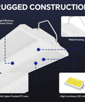 Close-up of Led Linear High Bay Light 300W Shop Lights Fixture 45000 Lumens 5000K Daylight with metal housing and LED chips