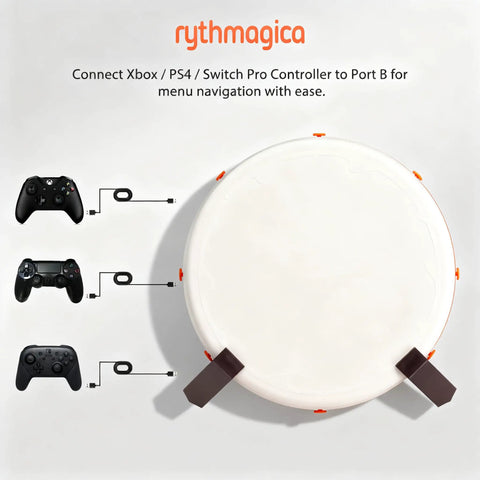 Taiko Drum Controller Tatacon For Switch PS4 Xbox Series X S PC iPad And Wii With Adapter showing connectivity options