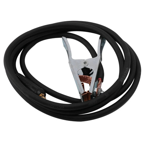 Heavy Duty 300 Amp Grounding Welding Earth Clamp Clip With 10-25 Plug Connector For MIG TIG Machines, silver clamp with black cable.