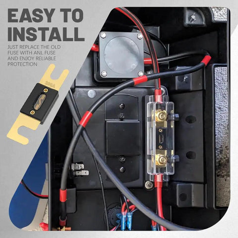 Heavy Duty 200 Amp ANL Blade Fuses With Gold Plated Contacts For Marine Car Audio Systems And Vehicle Inverters installed in a circuit.