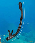 Dry Snorkel With Top Dry Valve For Splash Proof Breathing While Snorkeling Or Scuba Diving Food Grade Silicone Mouthpiece For Adults And Youth No Fuss Comfort Fit And Easy Breathing in ocean backdrop