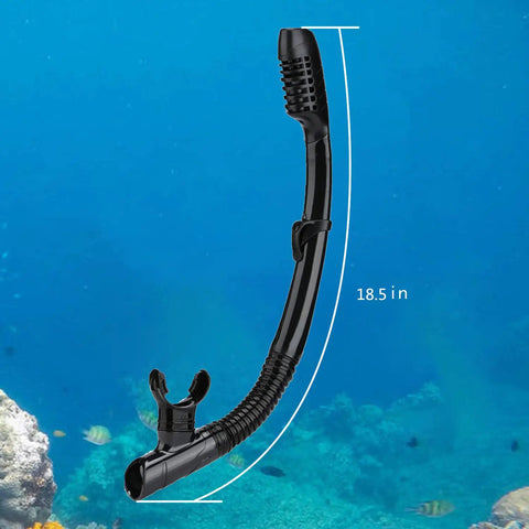Dry Snorkel With Top Dry Valve For Splash Proof Breathing While Snorkeling Or Scuba Diving Food Grade Silicone Mouthpiece For Adults And Youth No Fuss Comfort Fit And Easy Breathing in ocean backdrop