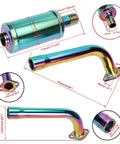Beefed Up Colorful Exhaust Header Pipe Muffler With Heat Shield Tape Kit For Predator 212cc And 196cc Clones displayed with dimensions