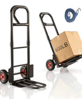 Beefy Heavy Duty Hand Truck With 600 Lb Capacity Steel Construction Two Wheel Dolly With Solid Rubber Tires and Box