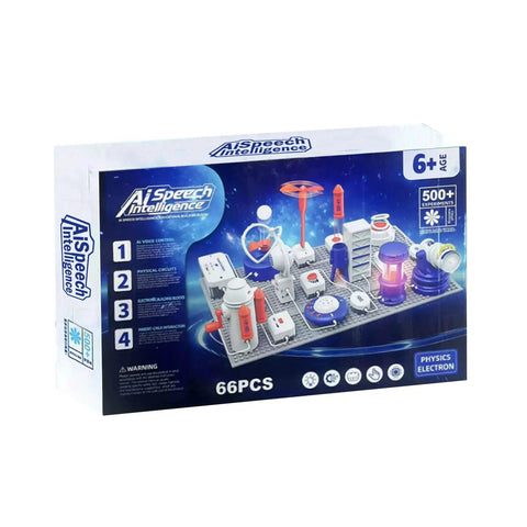 Hands On AI Powered Science Toy Set With Smart Voice Physics Circuits And Electronic Building Blocks For STEM Education 500 Plus Projects 66 Pieces Perfect Holiday And Birthday Gift For Kids Aged 3 And Up box, 66-piece set