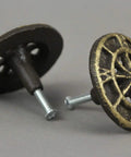 Aged Bronze Compass Rose Drawer Pulls Set Of 12, Durable Cast Iron Cabinet Hardware Knobs, 2.25 Inch Diameter, Nautical Style