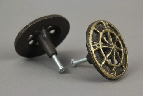 Aged Bronze Compass Rose Drawer Pulls Set Of 12, Durable Cast Iron Cabinet Hardware Knobs, 2.25 Inch Diameter, Nautical Style