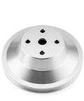 For Big Block Chevy Pulley Kit For 396 427 And 454 With Long Water Pump Setup Featuring Lightweight Aluminum Construction That Slaps On Easy And Runs Cooler For Your Classic Ride silver aluminum pulley close-up