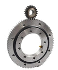 Rock Solid Heavy Duty Slewing Bearing With Outer Gear Ring, 100 X 214 X 30 Millimeters, showing gear teeth and smooth finish.