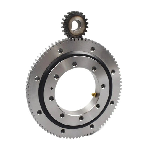 Rock Solid Heavy Duty Slewing Bearing With Outer Gear Ring, 100 X 214 X 30 Millimeters, showing gear teeth and smooth finish.