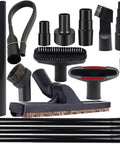 15 Piece Universal Vacuum Attachments And Brushes Kit For Shop Vac Accessories showing hose adapters and various cleaning tools.