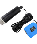 Plug And Play Heavy Duty Sump Pump With 500 GPH Output And 16 Ft Max Lift Compact 18V Battery Operated Utility Pump featuring black pump and blue control unit.