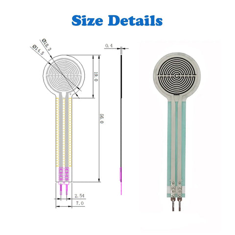 Flexible Force Sensor Kit 20G-6KG Range Do It Yourself Friendly Pressure Sensor Graphene Film Sizing Diagram