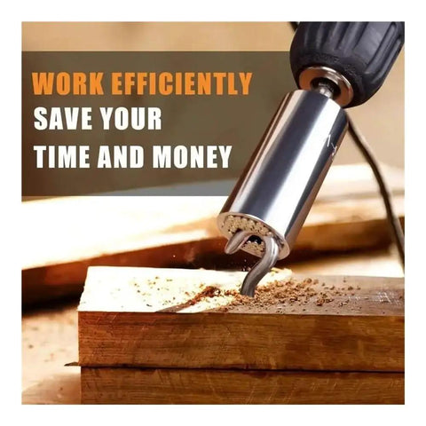 Universal Socket Wrench Head Set Two Piece Drill Adapter Kit 7mm To 19mm Nut Driver Magic Grip Spanner Key Tool in use on wood
