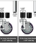 OK5STAR 4-inch prep table caster set of 4 with brakes expanding stem fits 1-1/2 in or 1-5/8 in tube legs