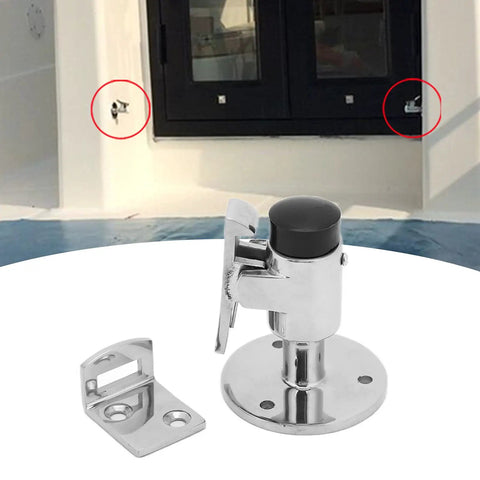 Solid 316 Stainless Steel Door Stopper Catch Holder For Marine Yachts Rvs And Motorhomes keeps doors cracked open near mounted surface.