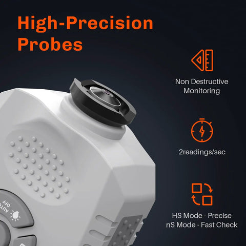 Car Paint Thickness Gauge With Automatic Ferrous Non-Ferrous And Galvanized Coating Detection, 0-2000 Micrometers For Steel And Aluminum Car Panels, Fast Accurate Readings And Easy Substrate Recognition close-up of high-precision probe