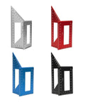 Digital Caliper, Woodworking Angle Ruler 45-90 Degree Aluminum Alloy Square in four colors: silver, red, blue, and black.