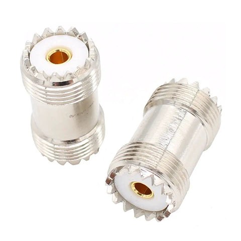 Two Pro Grade SO239 Barrel Connector 6 Pack PL259 Female To Female UHF Coax Adapters with brass nickel plating for CB Ham Radio