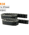 Drag Chain Cable Carrier 2Pcs R38 18mm X 37mm Inner H X Inner W Black Nylon Wire Carrier For CNC Machines 1M Length Noise Reducing Wear Resistant Custom Length By Linking Or Splitting, 1m two-piece chain
