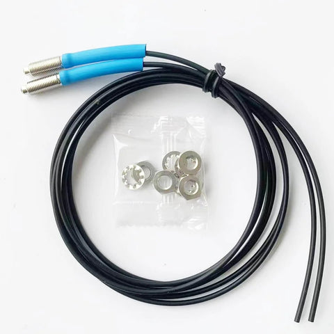 FT610 Diffuse Reflective Optical Fiber Sensor With 1M Line, 2mm Fiber, M6 Probe, TPV Housing, rugged industrial use.
