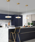 Gold Modern Pendant Light 3 Pack LED Ceiling Fixtures 6000K Cool White Mini Pendant Lighting For Kitchen Island Dining Room