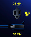 One Foot White 360 Degree Rotating Extension Cord With Flat Plug 3 Prong Grounded Indoor Power Cable dimensions graphic