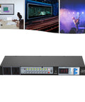 Heavy Duty Audio Power Conditioner With Ten Outlets And Usb Charging Ports Rock Solid Flame Retardant Abs Build, front view with LCD display.