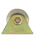 Badass Heavy Duty 3 Inch V Groove Wheel Rigid Caster For Sliding Gate Track Industrial Cart Roller Zinc Plated Steel Build, front view.