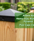 Rock Solid 4x4 Aluminum Post Caps Matte Black Pyramid Fence Covers Heavy Duty Powder Coated on wood post